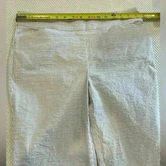 ✨Hilary Radley Women's Seersucker Pull-On Ankle Pants medium Blue Stripe Stretch - Picture 9 of 10